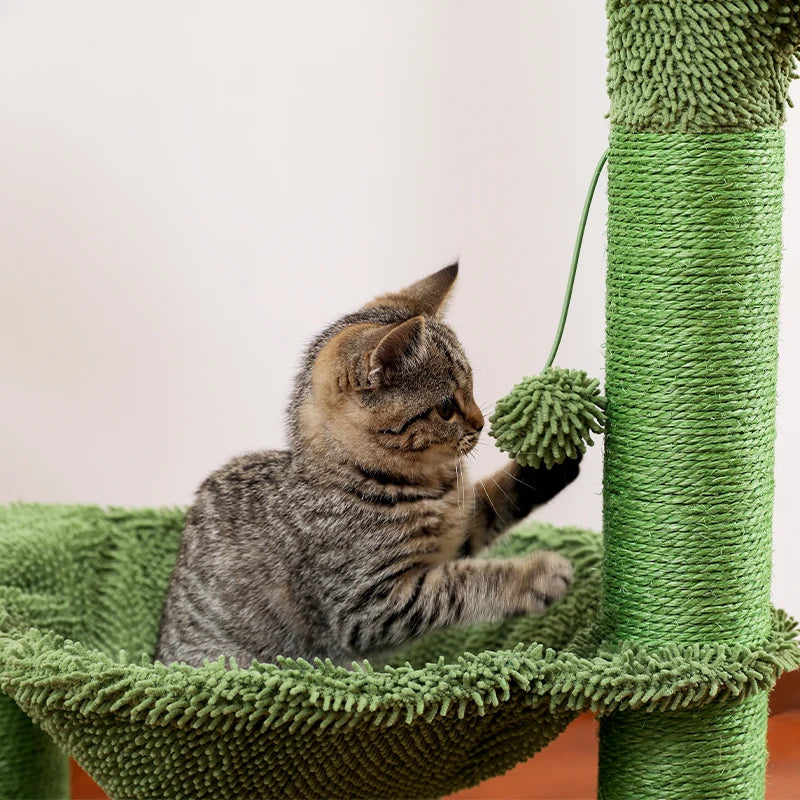 Arbre à Chat Cactus avec Griffoir en Sisal et Hamac Confortable