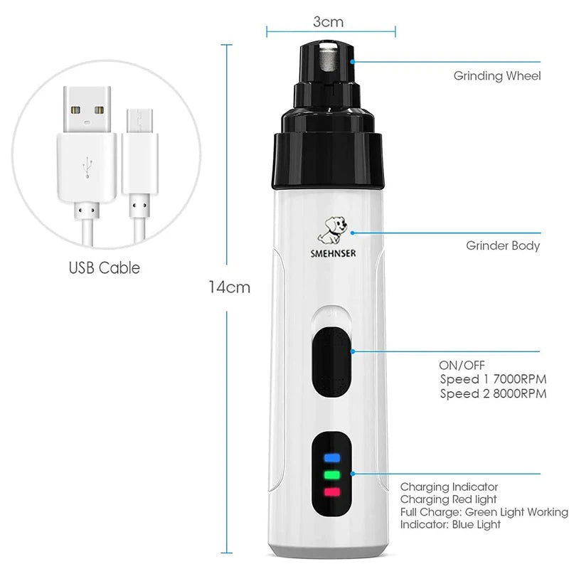 Ponceuse à Ongles Rechargeable pour Chiens et Chats