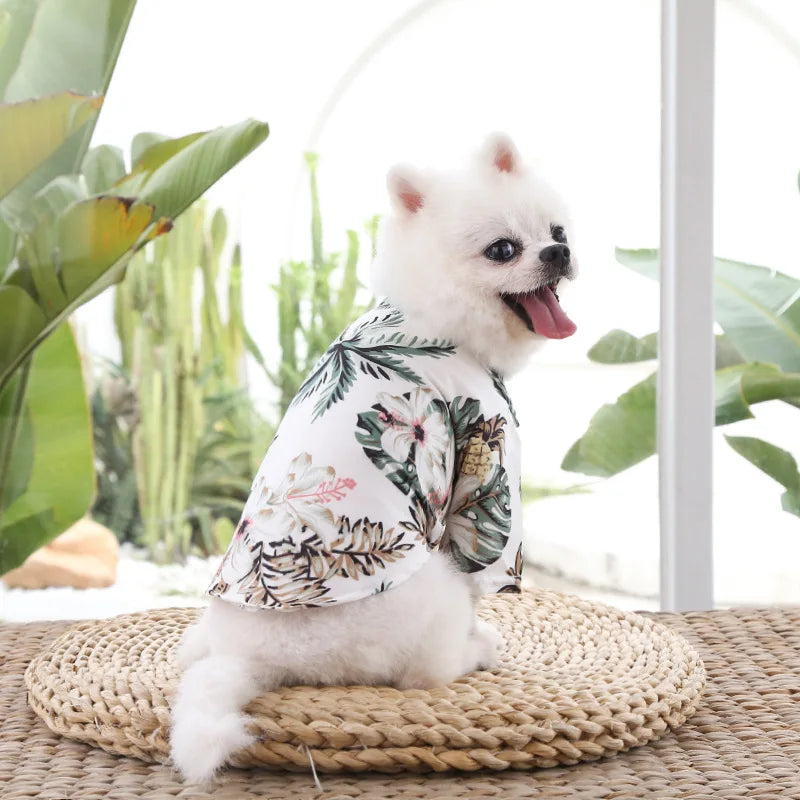 T-Shirt d'Été Style Hawaïen pour Chats et Petits Chiens