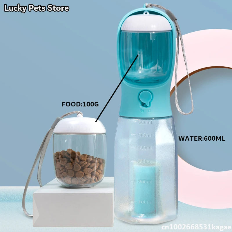 Bouteille d’eau portable 3-en-1 pour animaux – Hydratation, Nourriture et Sacs pour Déchets