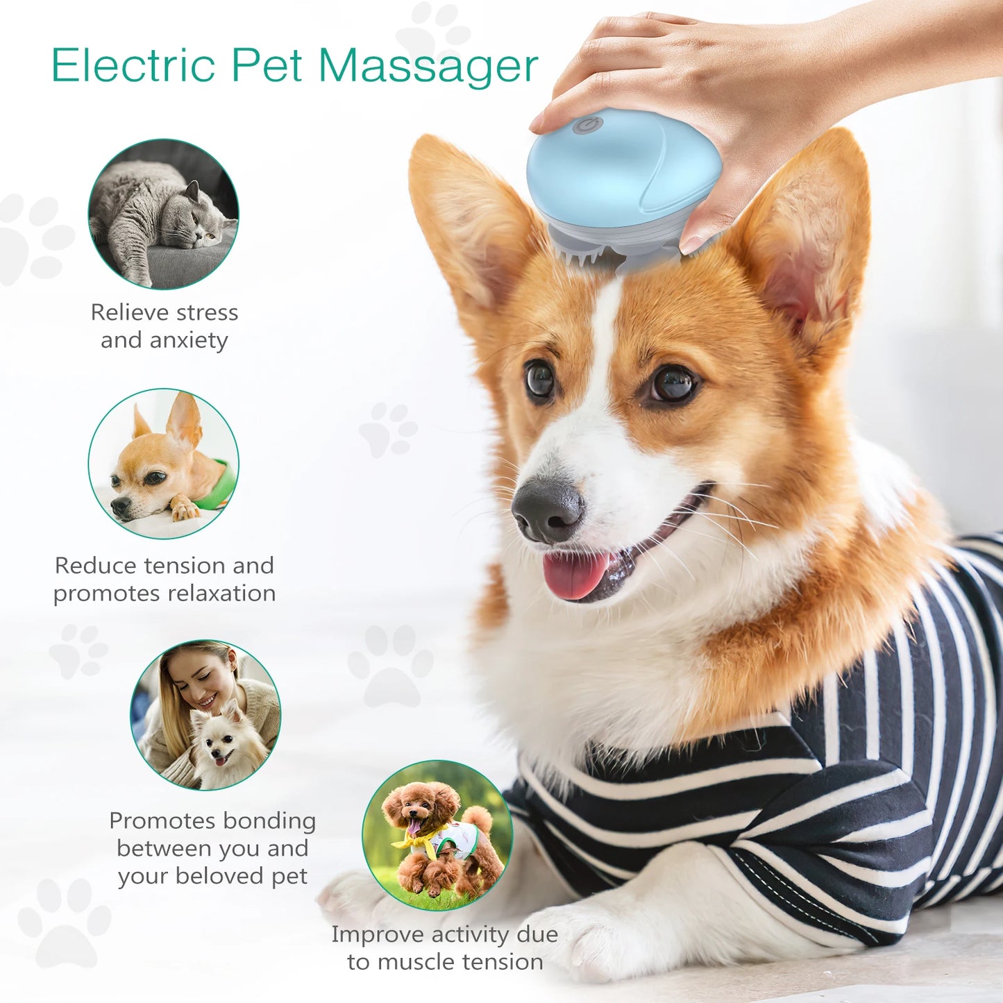 ORIA Massage Électrique pour Chat - Massager Portatif pour Animaux