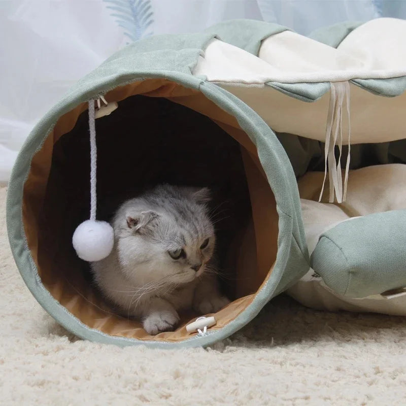 Maison de Chat Pliable avec Tunnel Interactif