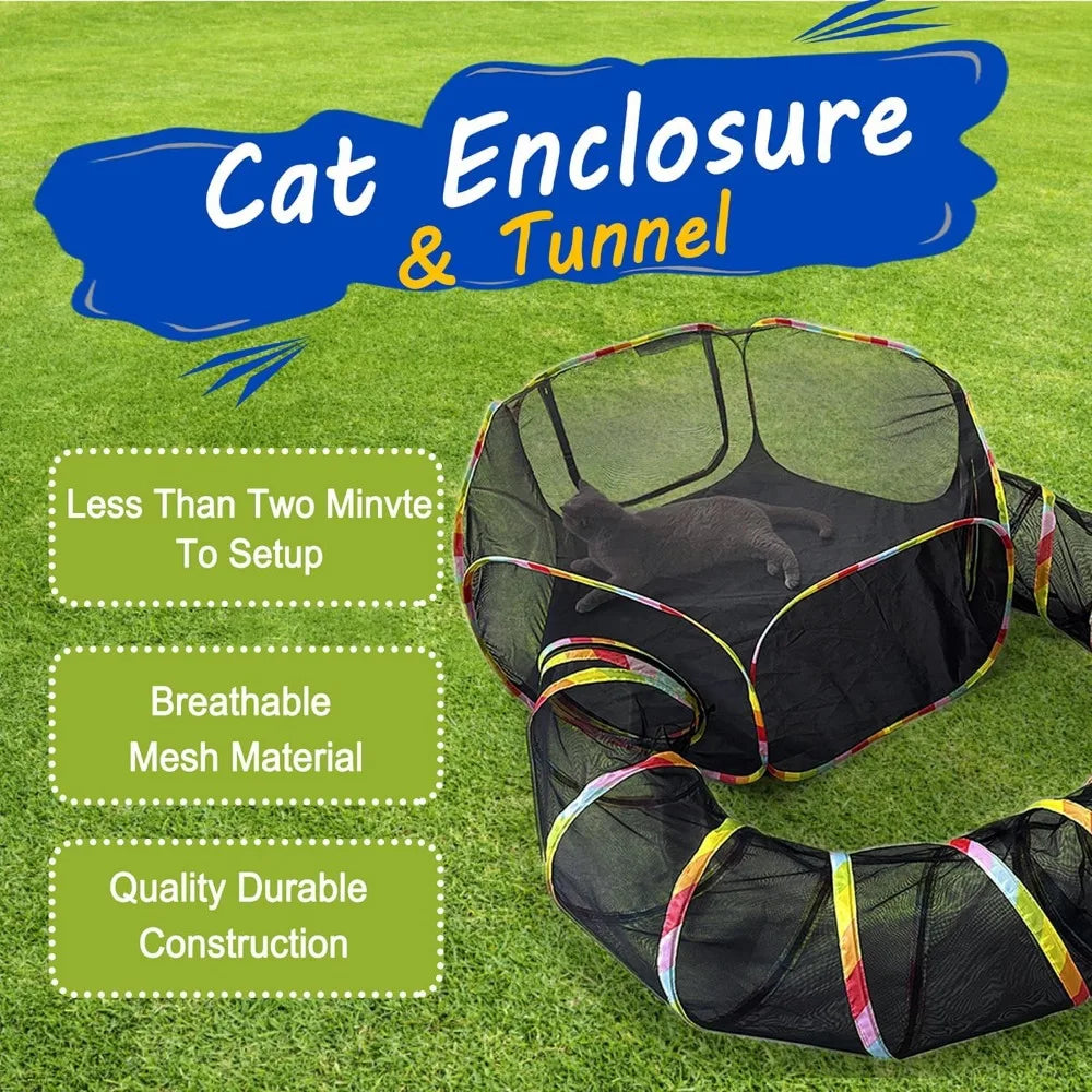 Enclos Extérieur Portable pour Chats - Tentes et Aire de Jeu Sans Cage