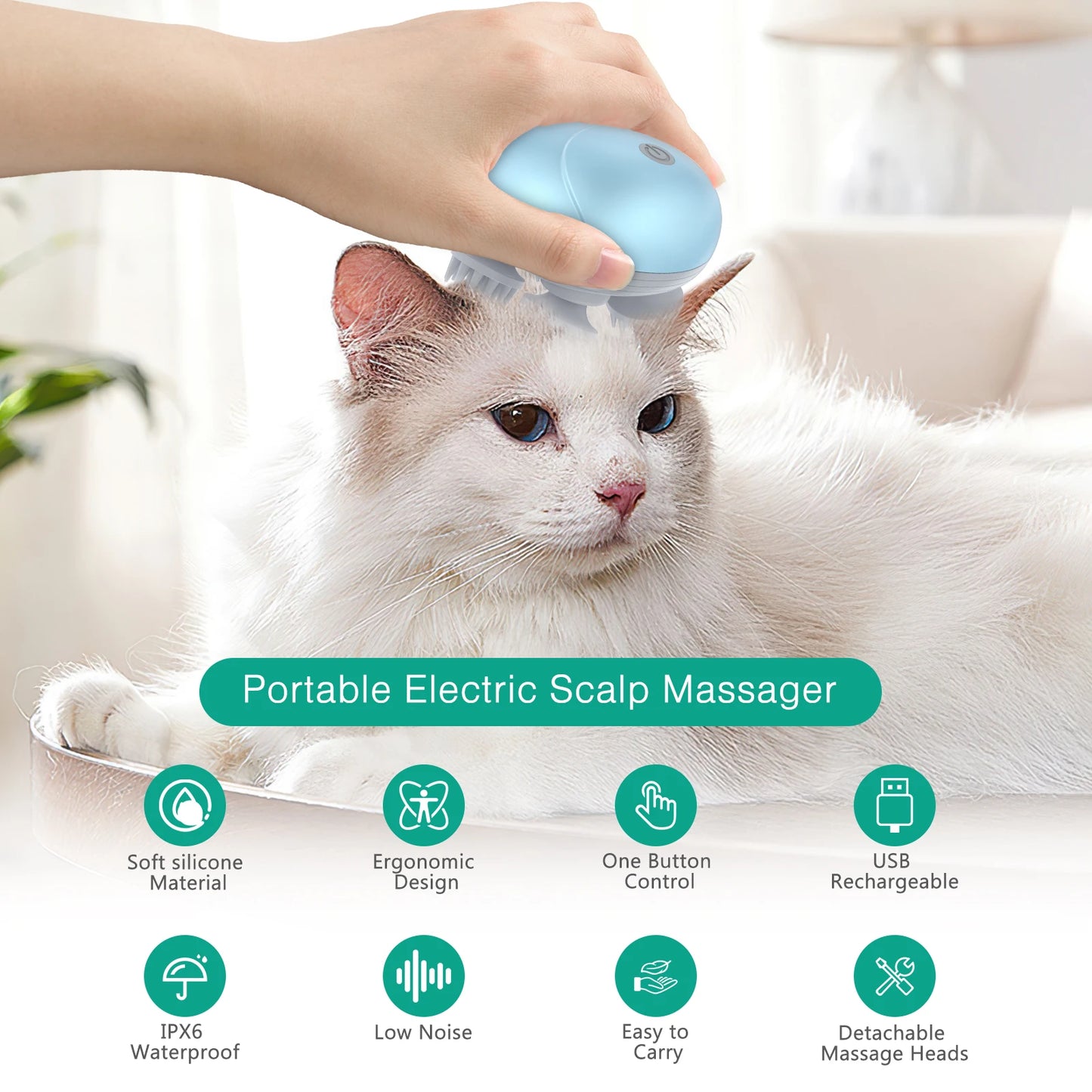 ORIA Massage Électrique pour Chat - Massager Portatif pour Animaux